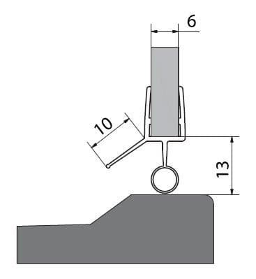 Uszczelka dolna do drzwi prysznicowych, 6mm, 1000mm