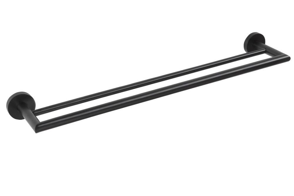 X-ROUND BLACK wieszak na ręczniki podwójny 600x120mm, czarny