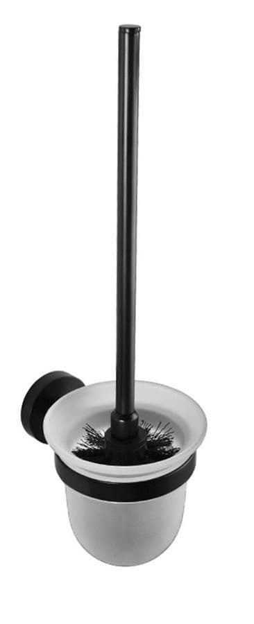 X-ROUND BLACK wisząca szczotka do WC, szkło mleczne, czarny mat