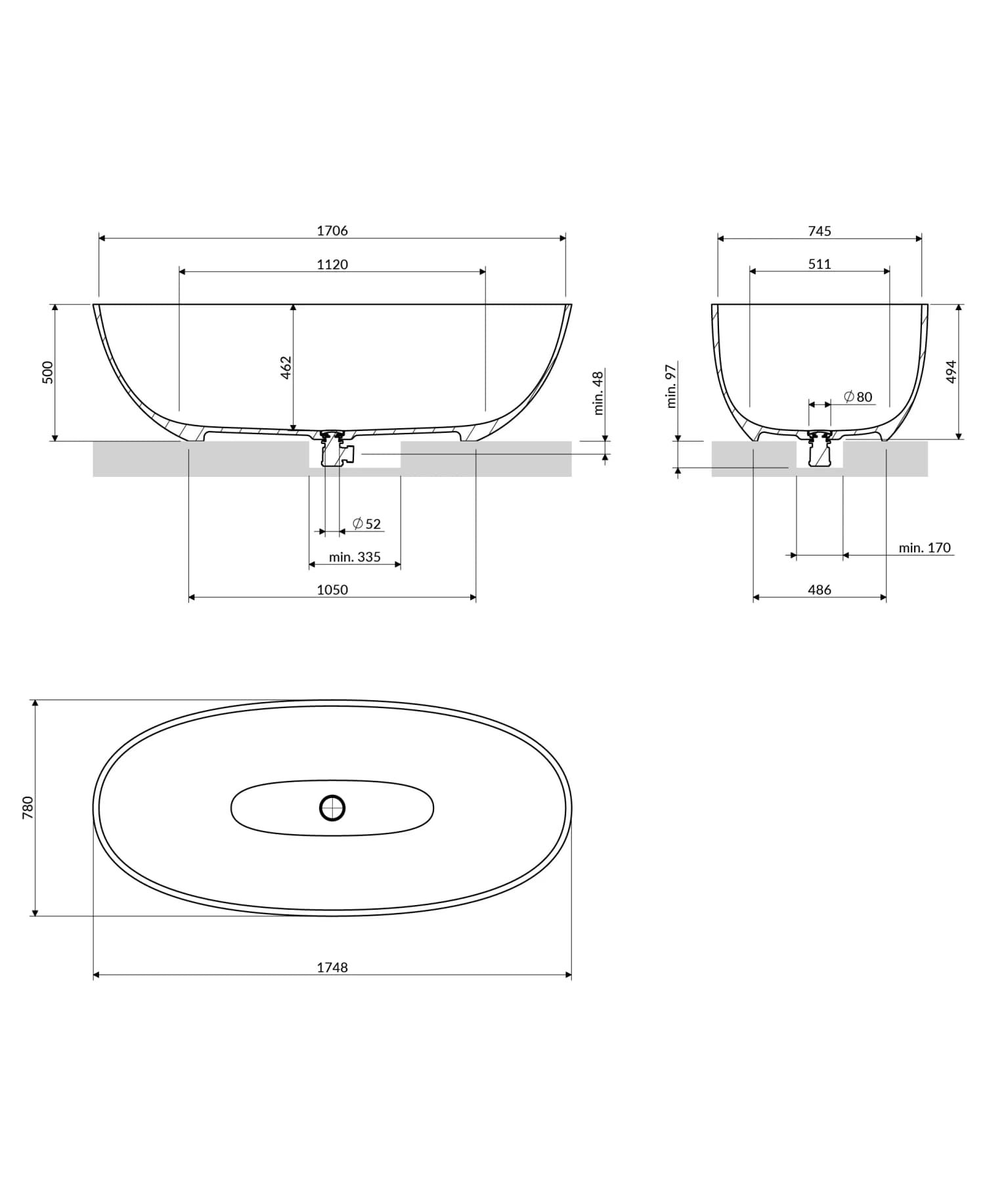 SHELL175WWBLV Rysunek techniczny