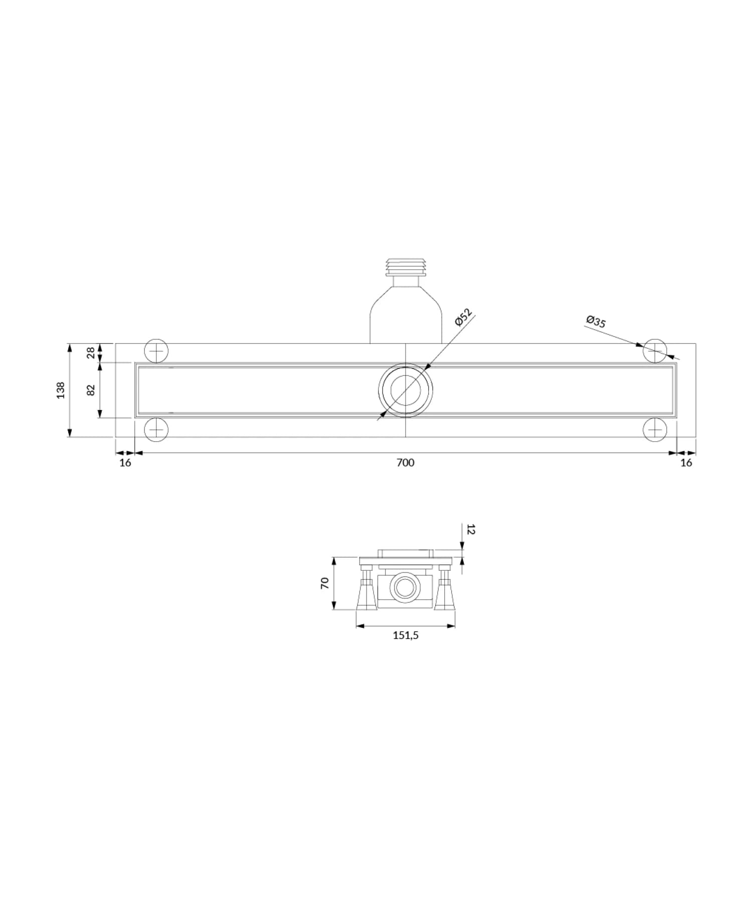 LOWFIX70TBL Rysunek techniczny