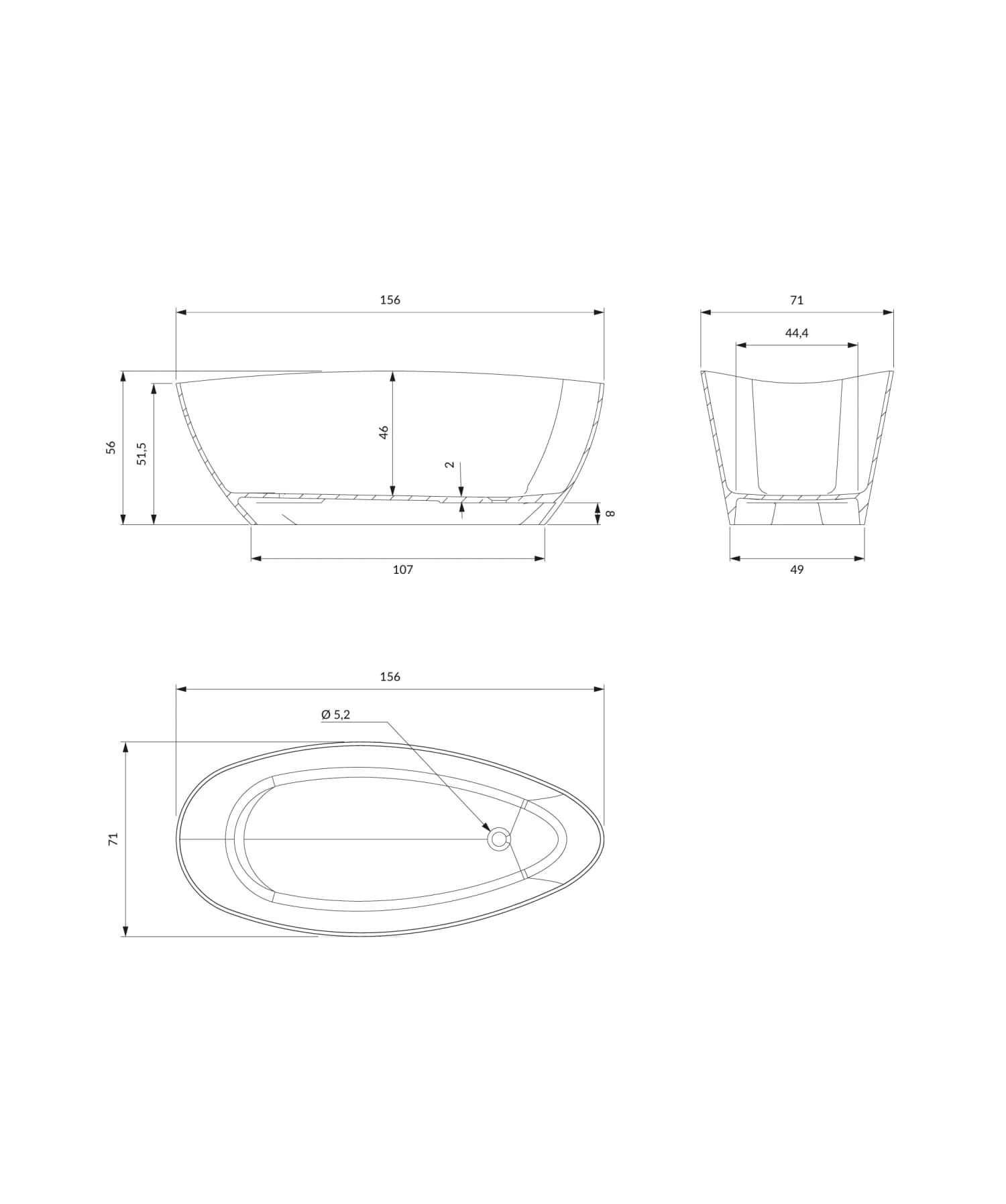 BARCELONA156BM Rysunek techniczny