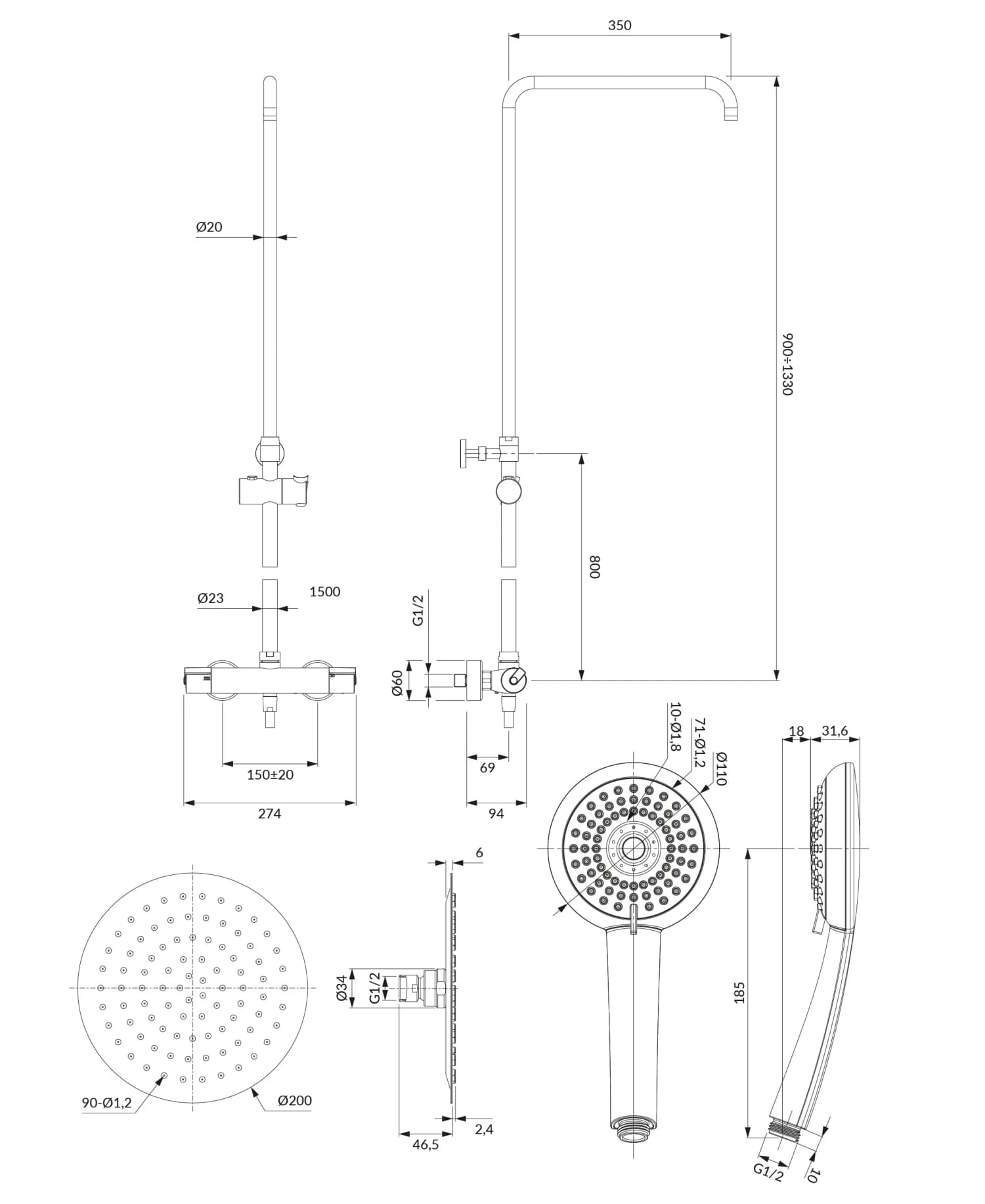 Y1244X-6CR Rysunek techniczny