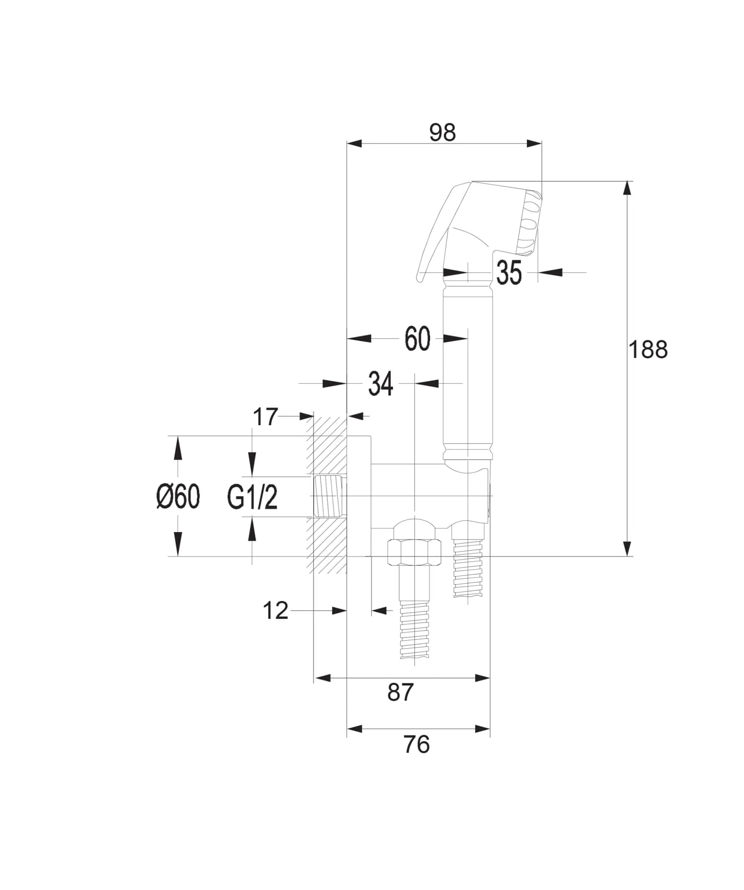 BIDETTA-PPCR Rysunek techniczny