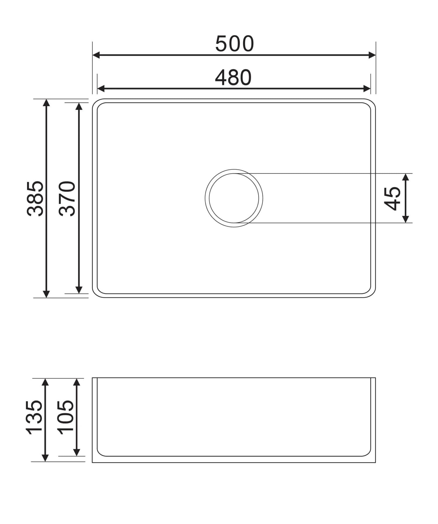 CORONA500BP Rysunek techniczny