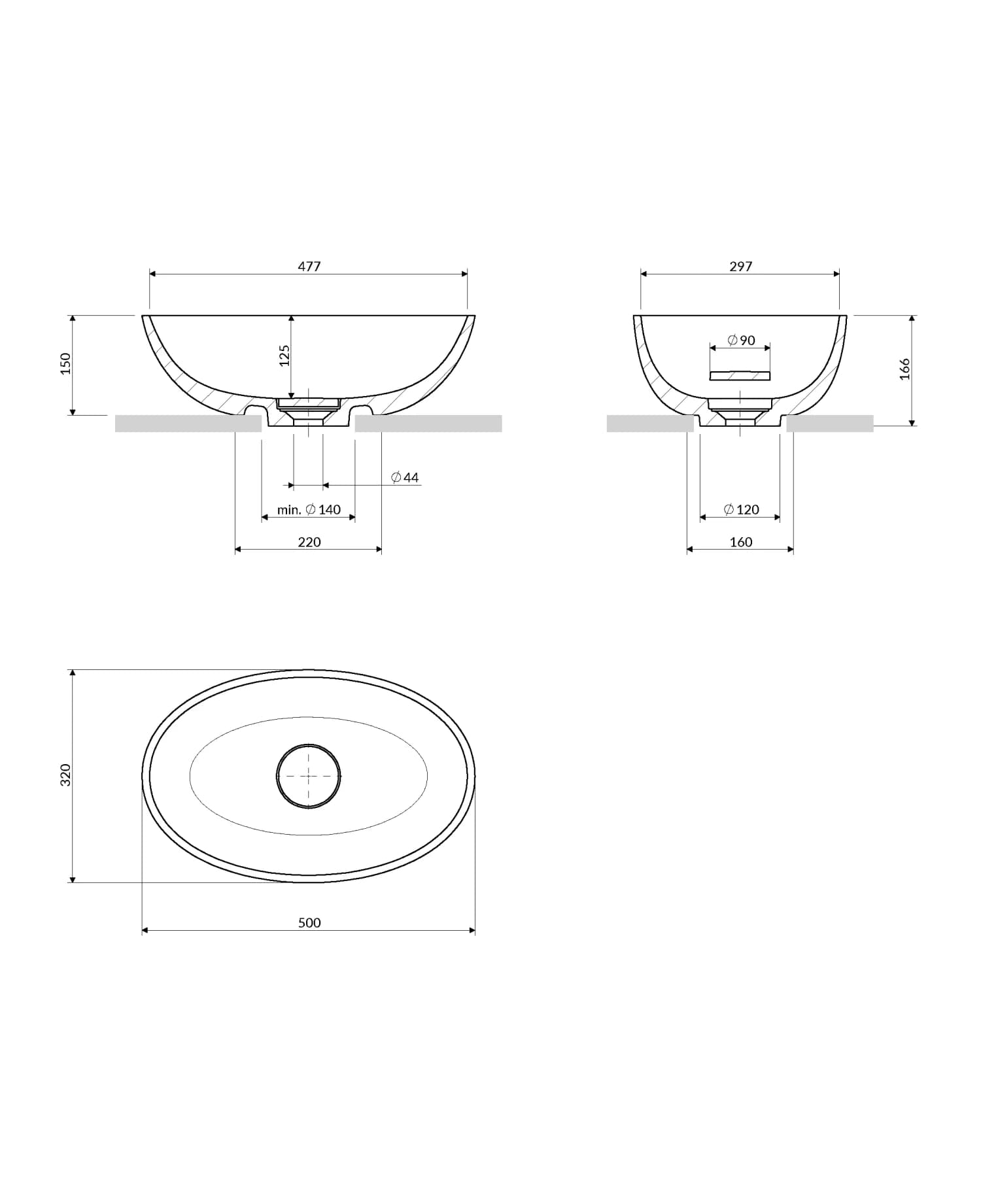 SHELL500UNBM Rysunek techniczny