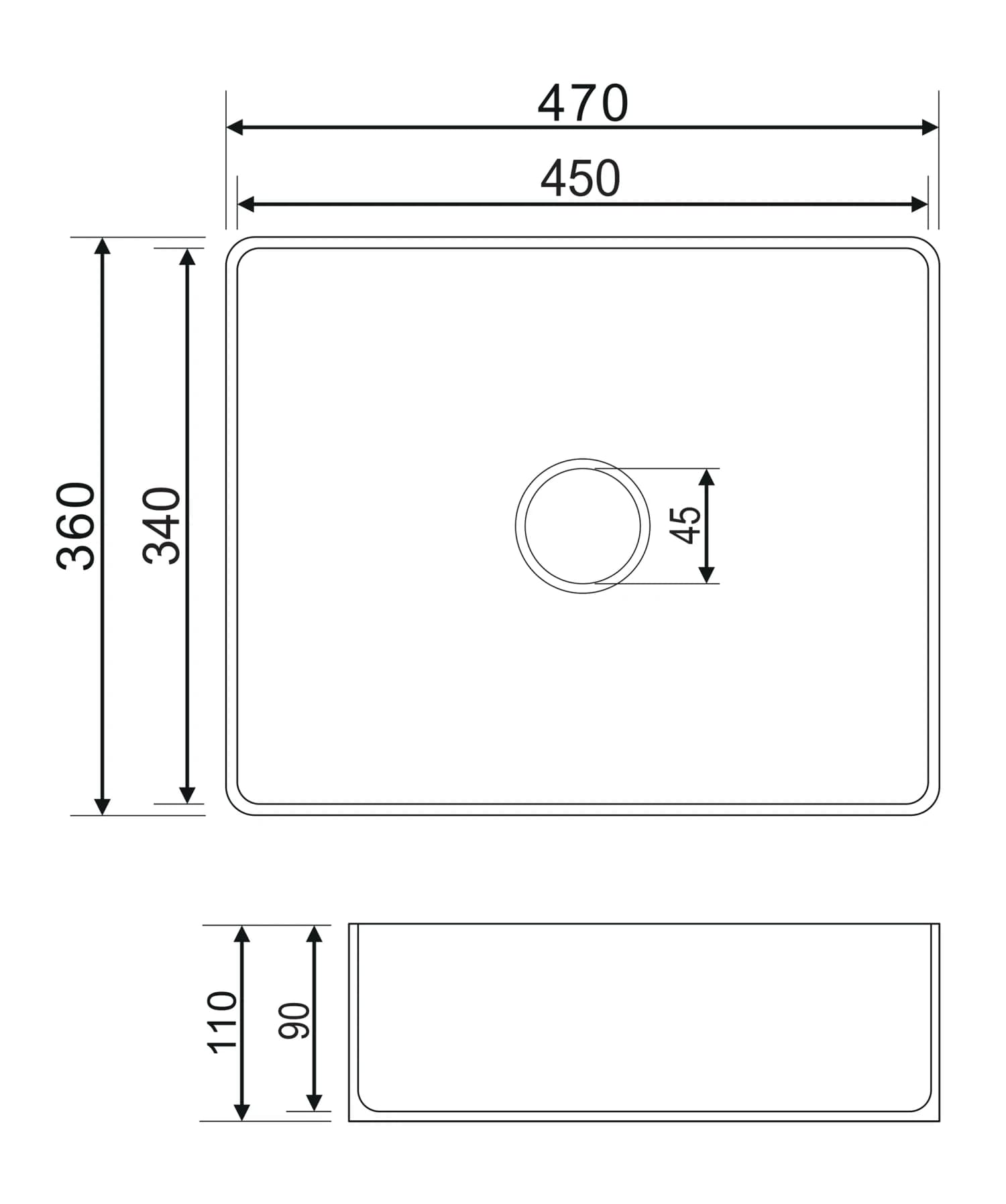 PASADENA470BP Rysunek techniczny