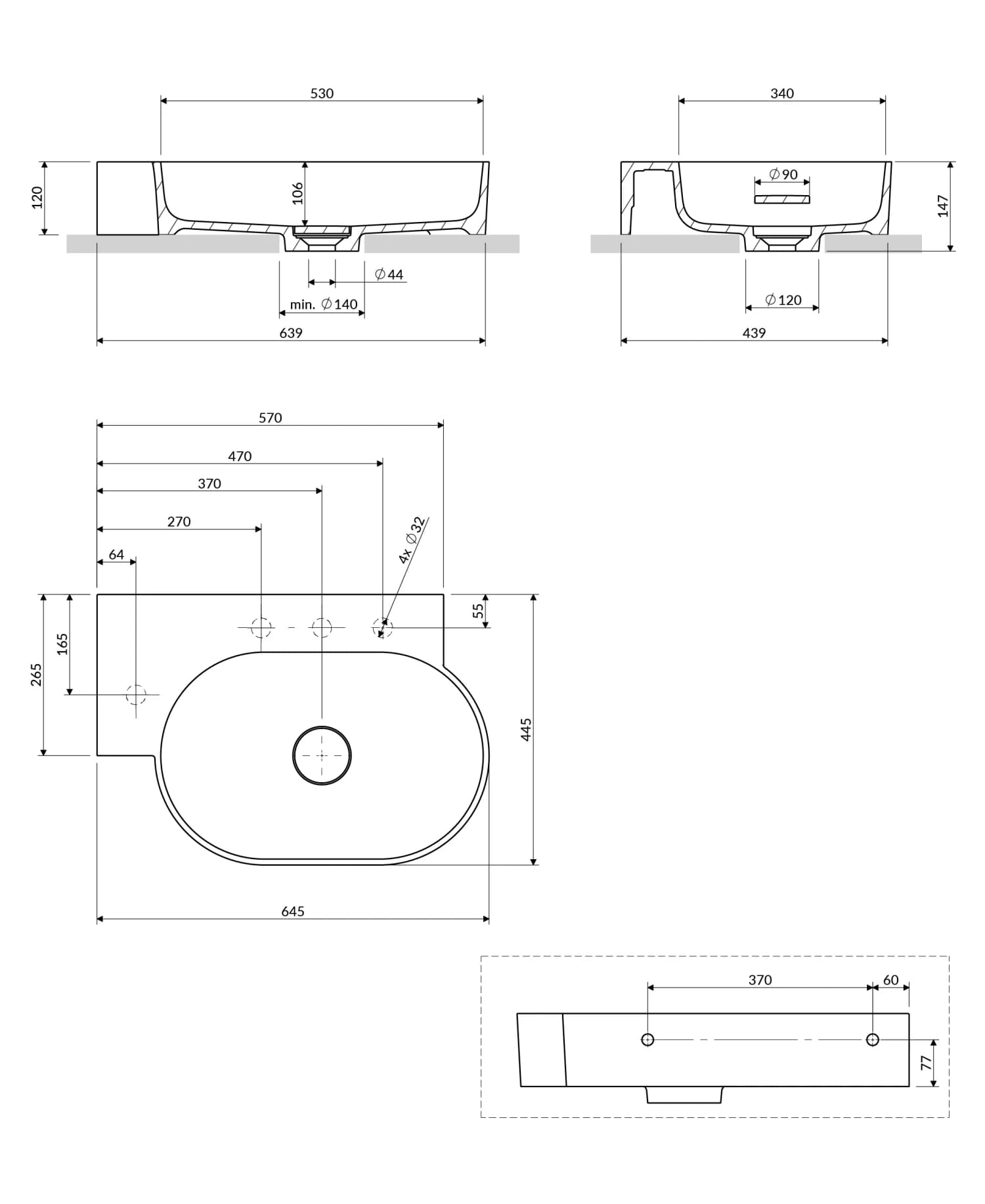 OVO645UWLAG Rysunek techniczny