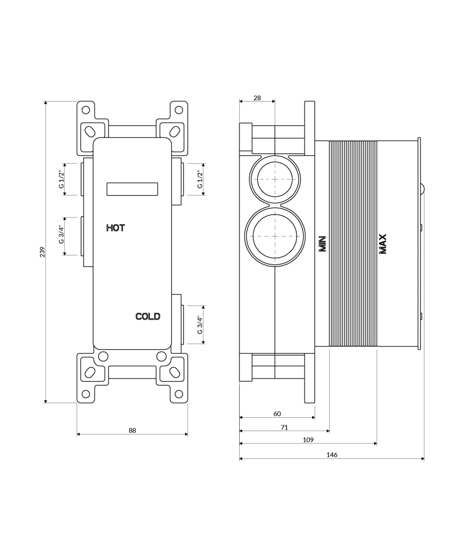 BOXTE2F Rysunek techniczny