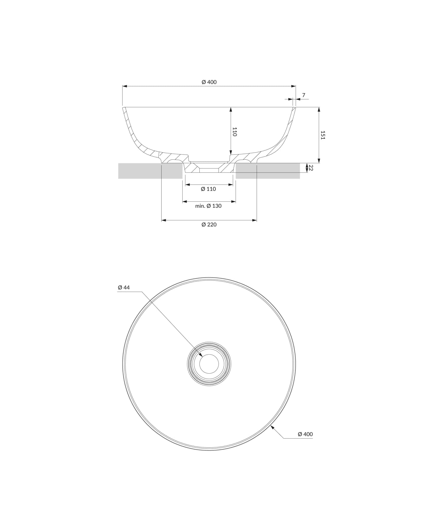 SILKR400BM Rysunek techniczny