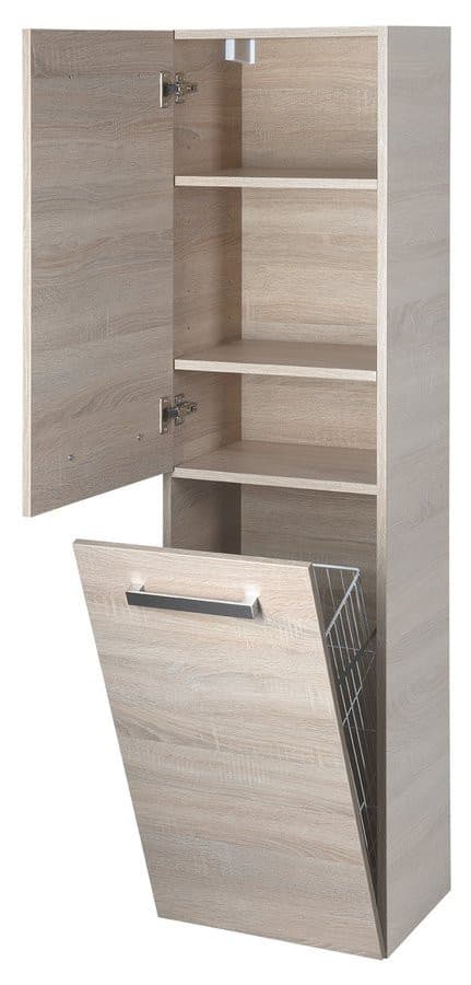 VEGA słupek wysoki z koszem na bieliznę 40x150x31 cm dąb platin
