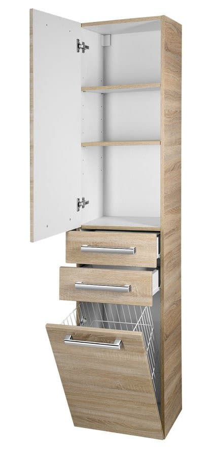 VEGA słupek wysoki z koszem na bieliznę 40x184x31cm, dąb platin