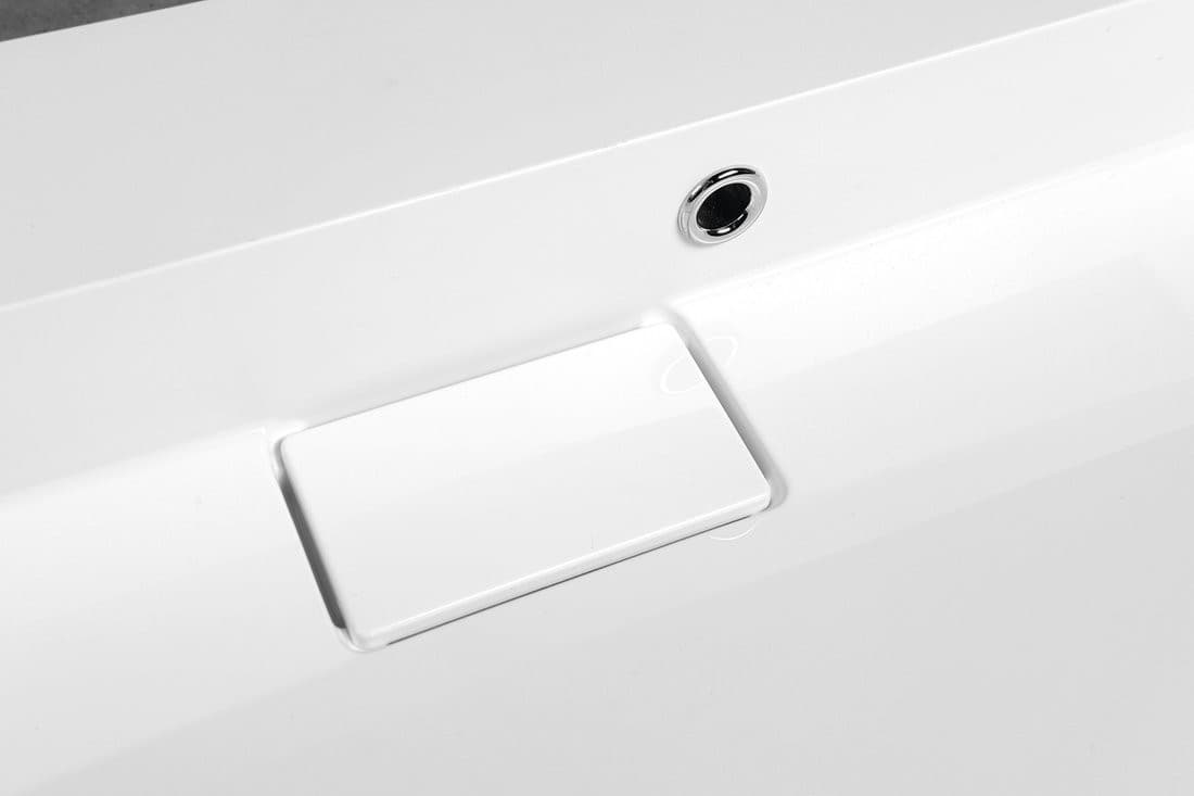 AMUR prostokątna umywalka kompozytowa 90x46cm, biała, bez otworu na baterię