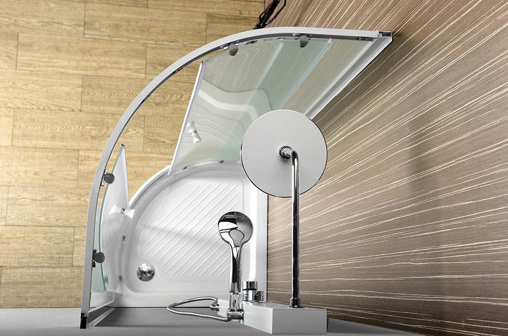 ARLEN kabina prysznicowa półokrągła 900x900x1850 mm szkło Brick