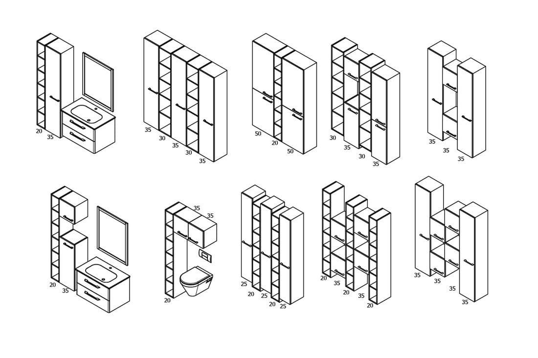 ESPACE wysoki regał otwarty z półkami, 20x172x32cm, sosna rustykalna