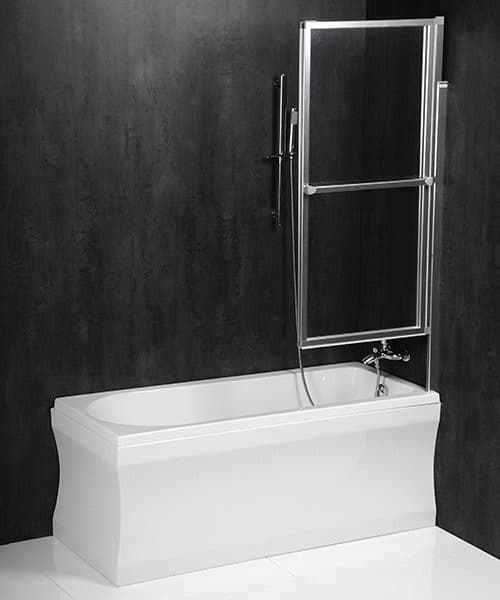 OLBIA pneumatyczny parawan wannowy 1230mm, czyste szkło, srebrny