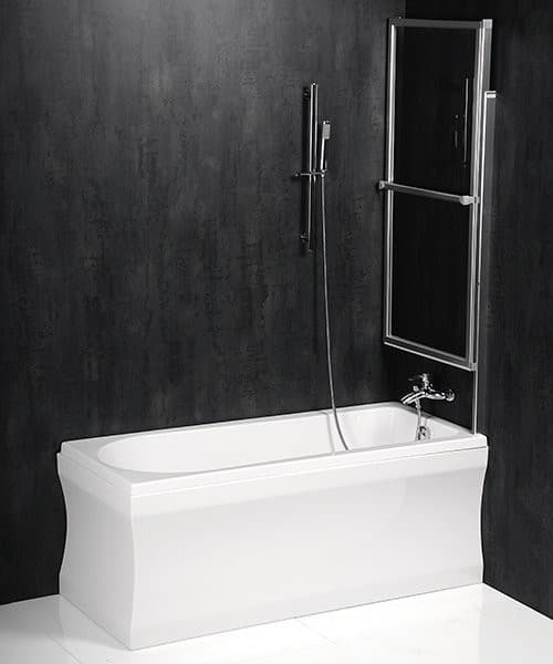 OLBIA pneumatyczny parawan wannowy 1230mm, czyste szkło, srebrny