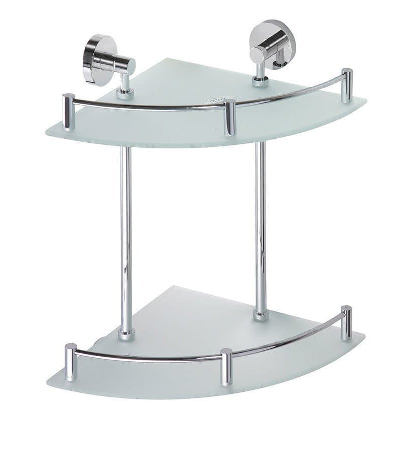 Podwójna półka szklana narożna X-ROUND E chromowana 280x355x380 mm