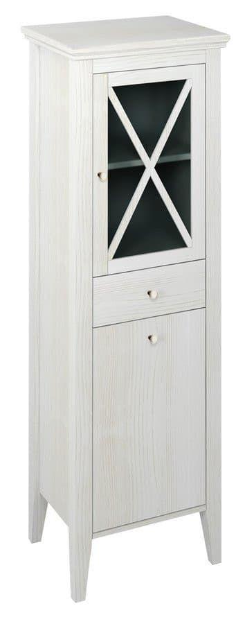 CROSS wysoka szafka z koszem na bieliznę 49x170x39cm, prawa, starobiała