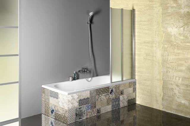 VANDA składany parawan wannowy 1000x1400 mm chrom matowe szkło