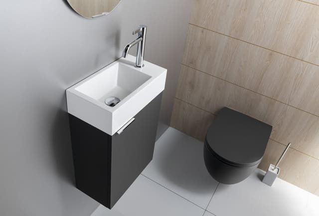 AMAROK mała umywalka kompozytowa 40x22 cm z baterią prawo