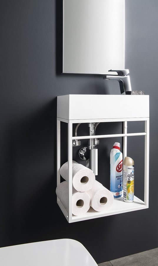 AMAROK mała umywalka kompozytowa 40x22 cm z baterią prawo