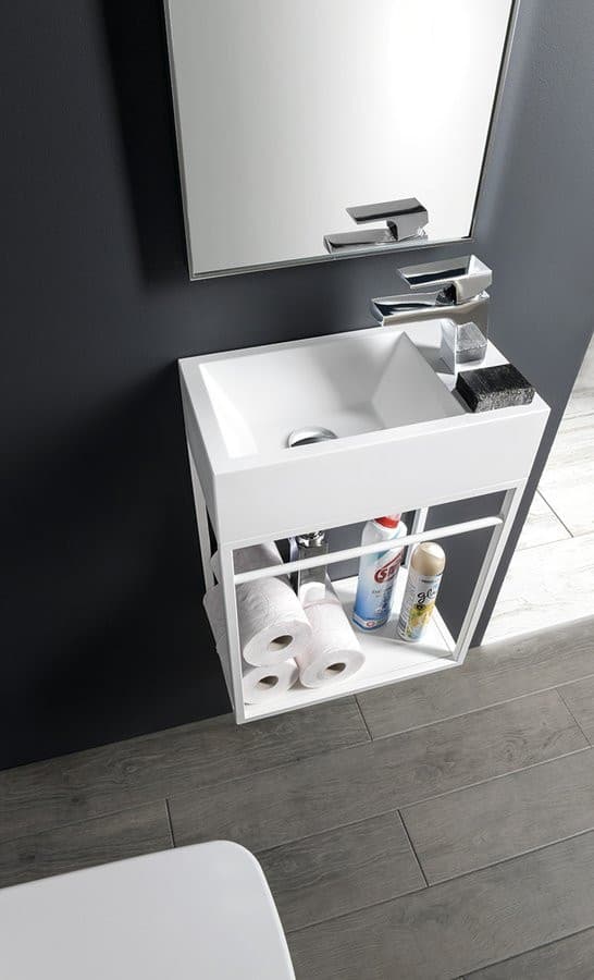 AMAROK mała umywalka kompozytowa 40x22 cm z baterią prawo