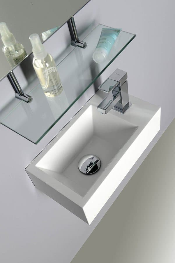 AMAROK mała umywalka kompozytowa 40x22 cm z baterią prawo