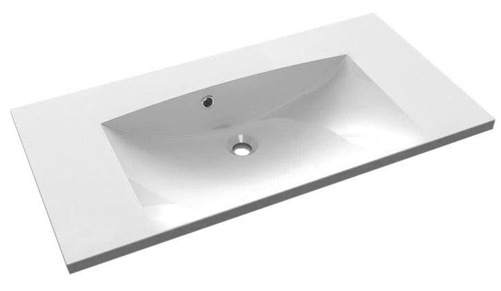 Umywalka kompozytowa MARIA 90x46 cm biała prostokątna bez otworu