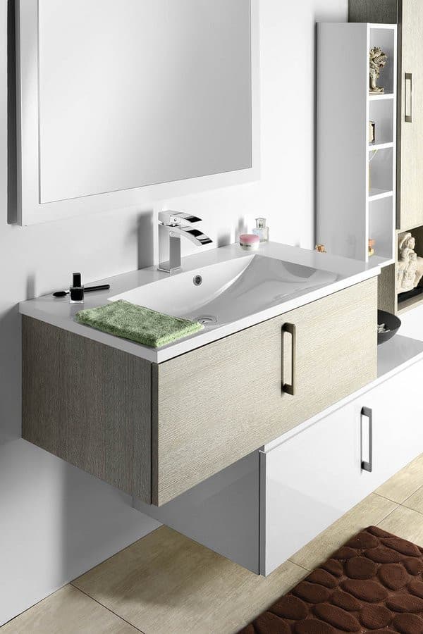 Umywalka kompozytowa MARIA 90x46 cm biała prostokątna bez otworu