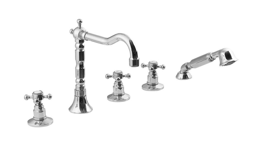 Bateria na brzeg wanny ANTEA pięcioelementowa retro, chrom