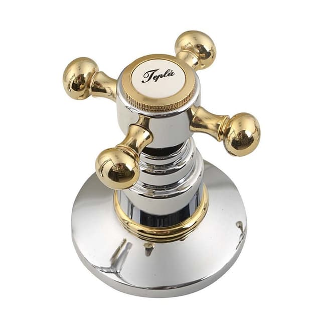 Bateria ANTEA pięcioelementowa na brzeg wanny z wylewką retro, chrom/złoto