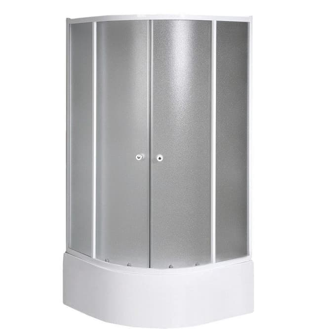 ARLEN kabina prysznicowa półokrągła 800x800 mm szkło Brick biała