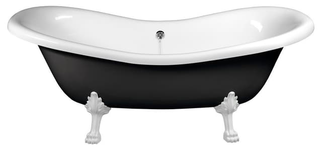 Wanna wolnostojąca CHARLESTON 188x83x69cm z białymi nogami, czarno-biała
