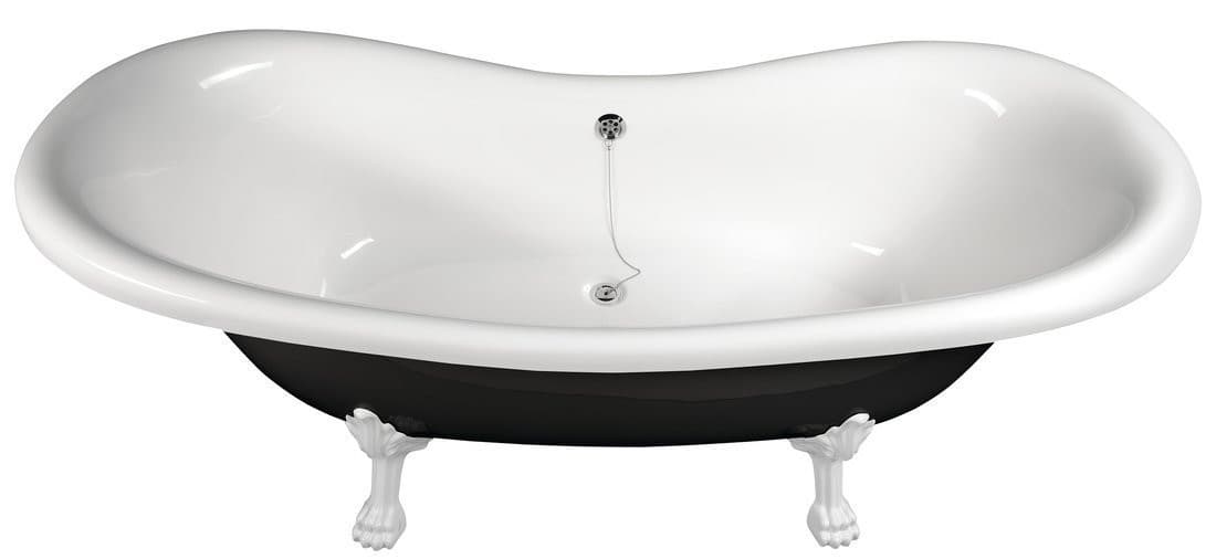 Wanna wolnostojąca CHARLESTON 188x83x69cm z białymi nogami, czarno-biała