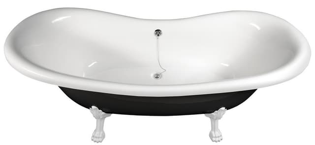 Wanna wolnostojąca CHARLESTON 188x83x69cm z białymi nogami, czarno-biała