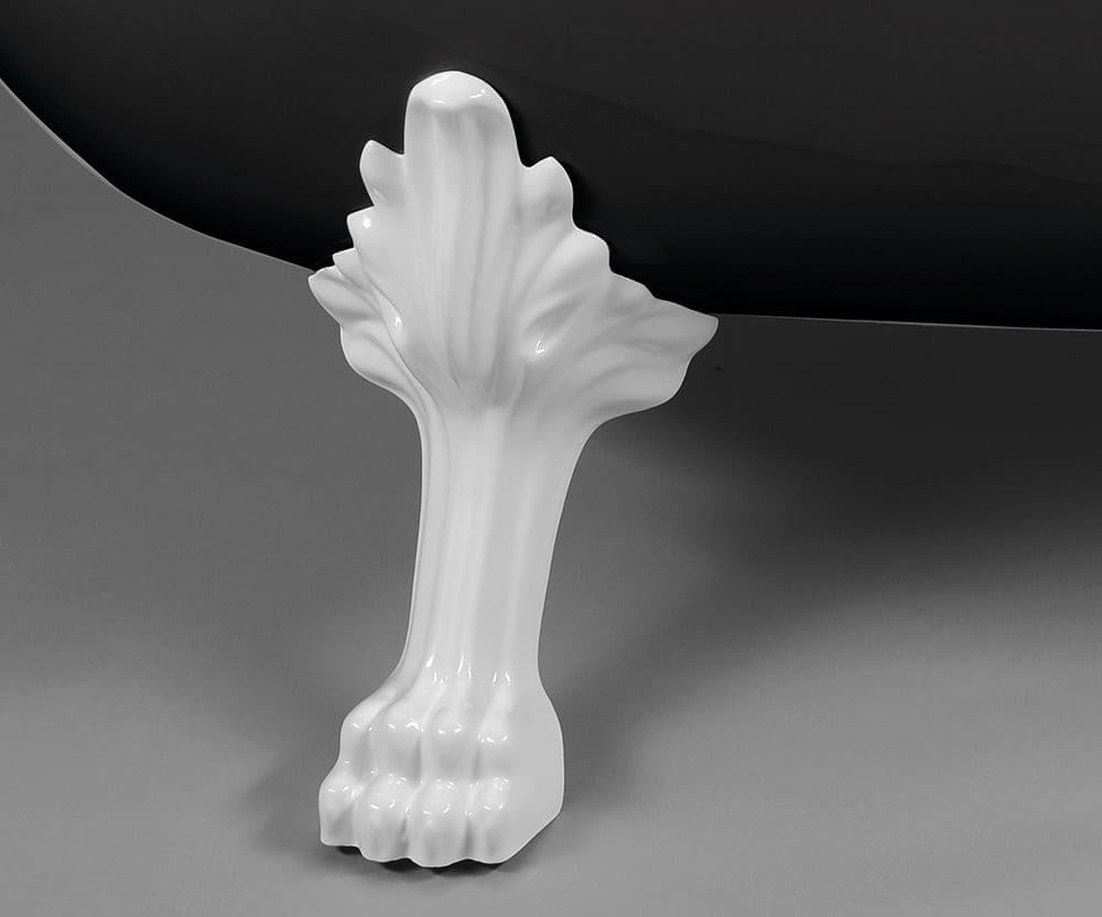 Wanna wolnostojąca CHARLESTON 188x83x69cm z białymi nogami, czarno-biała