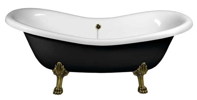 CHARLESTON wolnostojąca wanna 188x83x69cm z nogami brązowymi, czarno-biała