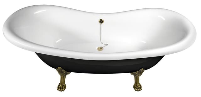 CHARLESTON wolnostojąca wanna 188x83x69cm z nogami brązowymi, czarno-biała