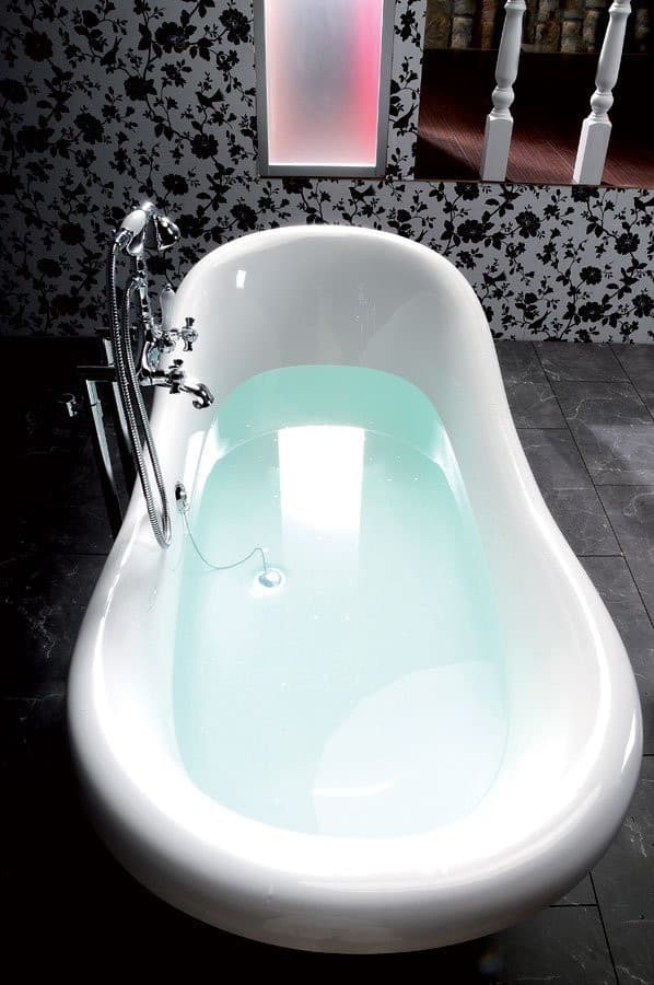 CHARLESTON wolnostojąca wanna 188x83x69cm z nogami brązowymi, czarno-biała