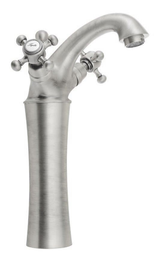 ANTEA Wysoka bateria umywalkowa z odpływem, nikiel szczotkowany (245mm)