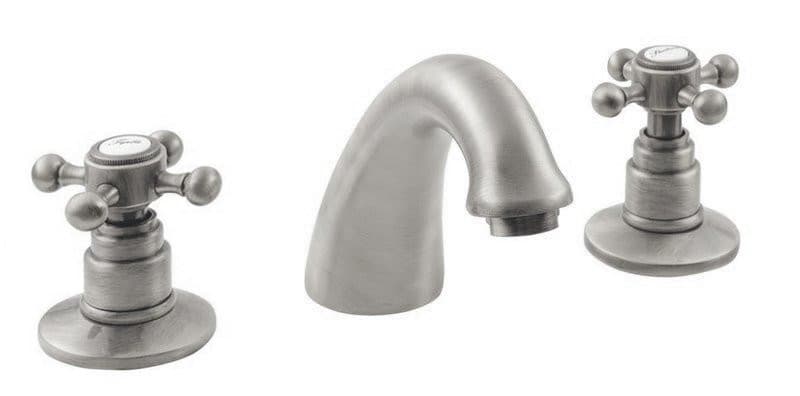 Bateria umywalkowa ANTEA, trzyelementowa z odpływem, nikiel szczotkowany