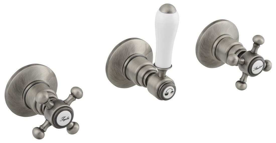 ANTEA podtynkowa bateria prysznicowa, retro, nikiel szczotkowany, 2 wyjścia