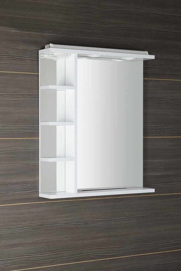 KORIN lustro z oświetleniem LED, gniazdkiem i półkami 60x70x12cm
