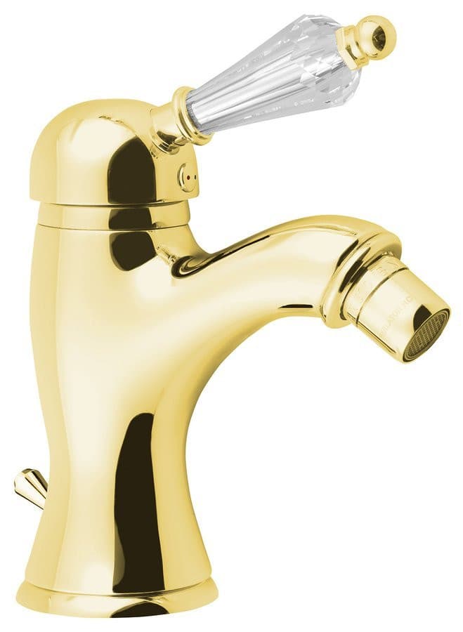 KIRKÉ CRYSTAL bateria bidetowa złota z kryształowym uchwytem i odpływem