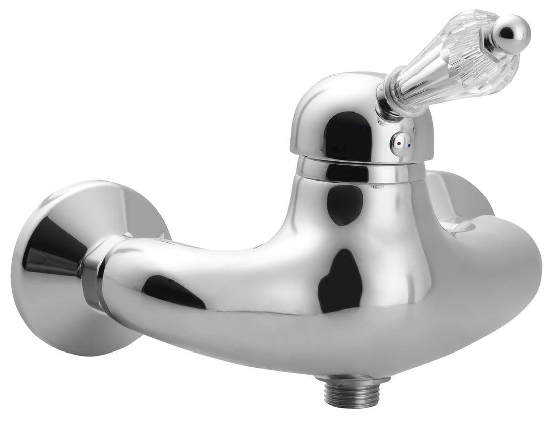 KIRKÉ CRYSTAL bateria prysznicowa ścienna z kryształowym uchwytem chrom