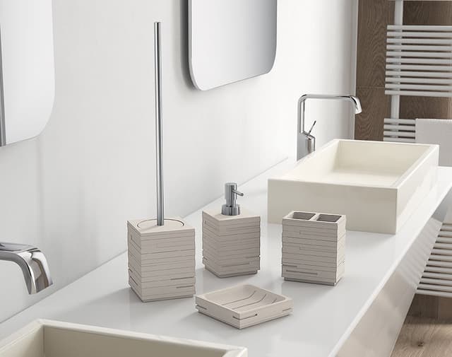 QUADROTTO kubek na szczoteczki do zębów, beżowy (tortora), kanciasty