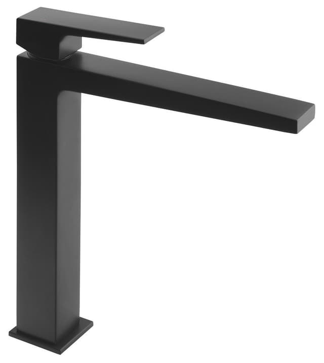 DIMY wysoka bateria umywalkowa z przedłużoną wylewką, bez odpływu, matowy czarny