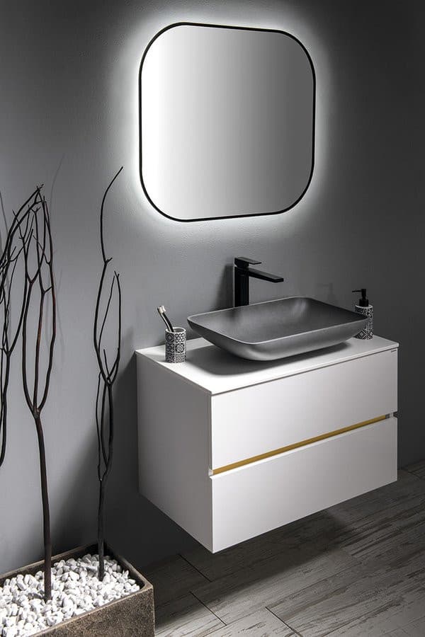 DIMY wysoka bateria umywalkowa z przedłużoną wylewką, bez odpływu, matowy czarny