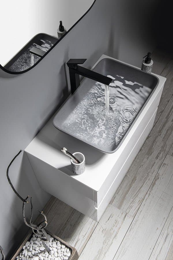 DIMY wysoka bateria umywalkowa z przedłużoną wylewką, bez odpływu, matowy czarny